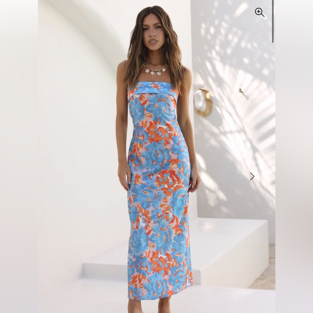 Hello Molly Blue and Orange Maxi Dress